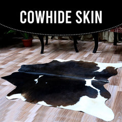 Luxury Brown and White Cowhide Rug, Small Size, Hypoallergenic, Non-Slip Suede Back, Unique Natural Beauty, Free Shipping in UK