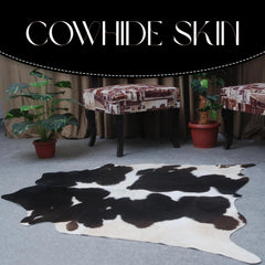Luxurious Dark Brown & White Cowhide Rug - Hypoallergenic, Handcrafted, Unique Beauty - Durable Medium Cow Skin Rug for Modern Home Decor