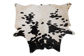 Luxurious Dark Brown and White Cowhide Rug - Medium Size, Handcrafted, Hypoallergenic, Durable, One-of-a-Kind Unique Markings