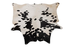 Luxurious Dark Brown and White Cowhide Rug - Medium Size, Handcrafted, Hypoallergenic, Durable, One-of-a-Kind Unique Markings