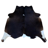 Luxury Dark Brown & White Cowhide Rug - Hypoallergenic, Handcrafted, Durable, One-of-a-Kind Medium Cow Skin Rug for Modern Home Decor
