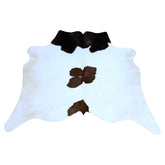 Luxury Dark Brown & White Cowhide Rug - Medium Size Hypoallergenic Area Rug with Unique Natural Beauty for Rustic Charm