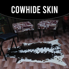 Luxurious Medium Brown & White Cowhide Rug - Hypoallergenic, Non-Shedding, Handcrafted Natural Beauty, Durable - Versatile