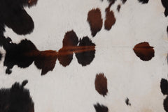 Luxurious Small Brown and White Cowhide Rug - Handcrafted, Soft Hair, Hypoallergenic, Non-Shedding, Non-Slippery Suede Back - Free Shipping!