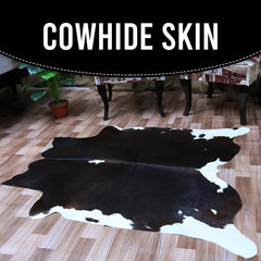 Luxury Brown and White Cowhide Rug for Elegant Home Decor - Hypoallergenic, Non-Slip, Non-Shedding - Free Shipping in UK - Top Quality