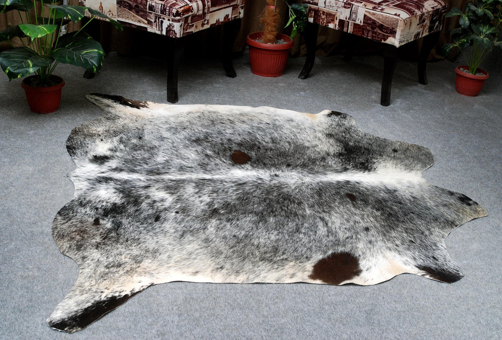 Luxury Black & Grey Cowhide Rug - Hypoallergenic Non-Slippery Non-Shedding Large Carpet for Bedroom Living Room - Free Shipping in UK - Celestial Leather Limited