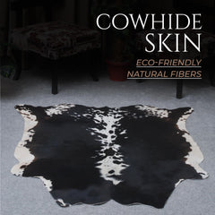 Stunning Black & White Cowhide Rug | Hypoallergenic - Non-shedding | Luxurious - Durable Animal Print Carpet for Lounge | Free UK Shipping