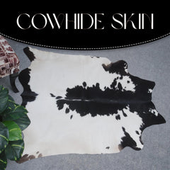 Sophisticated Black & White Cowhide Rug - Hypoallergenic - Non-Slip Large Animal Print Carpet for Home Decor - Unique Hand-Selected Design - Celestial Leather Limited