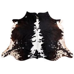 Stunning Dark Brown & White Cowhide Rug - Large, Hypoallergenic, Non Slip Suede Back - Handselected Premium Quality - Free UK Shipping