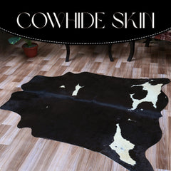 Luxury Black & White Cowhide Rug With Natural Hair | Large Size, Hypoallergenic, Non-Slip Back | Elegant Home Decor - Celestial Leather Limited
