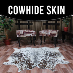 Luxury Brown & White Cowhide Rug for Home Decor - Large Size, Hypoallergenic, Non-Slip Back, Non-Shedding, Top Quality, Free Shipping - Celestial Leather Limited