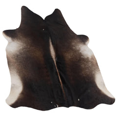 Stunning Dark Brown & White Cowhide Rug - Large Animal Print Center Piece w/ Hypoallergenic, Non Slip Suede Back - Non Shedding Properties