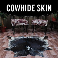 Luxurious Dark Brown & White Cowhide Rug, Hypoallergenic, Non-Slip Suede Back, Hand-Selected Premium Hide, Perfect for Bedroom or Living