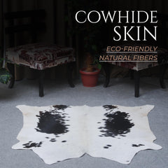Luxurious Black and White Cowhide Rug - Handcrafted, Hypoallergenic, Non-Slip Backing, Unique Natural Beauty and Durability - Celestial Leather Limited