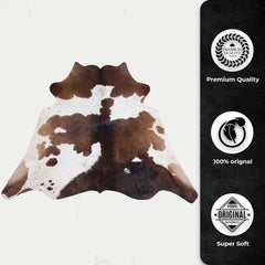 Luxurious Large Brown & White Cowhide Rug - Hypoallergenic, Non-slip, Non-shedding - Perfect for Bedroom or Living Room Decor - Free UK