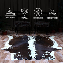Luxurious Brown & White Cowhide Rug - Large Size, Hypoallergenic, Non-slip Suede Back, Non-shedding, Top Quality, FREE Shipping Across UK - Celestial Leather Limited