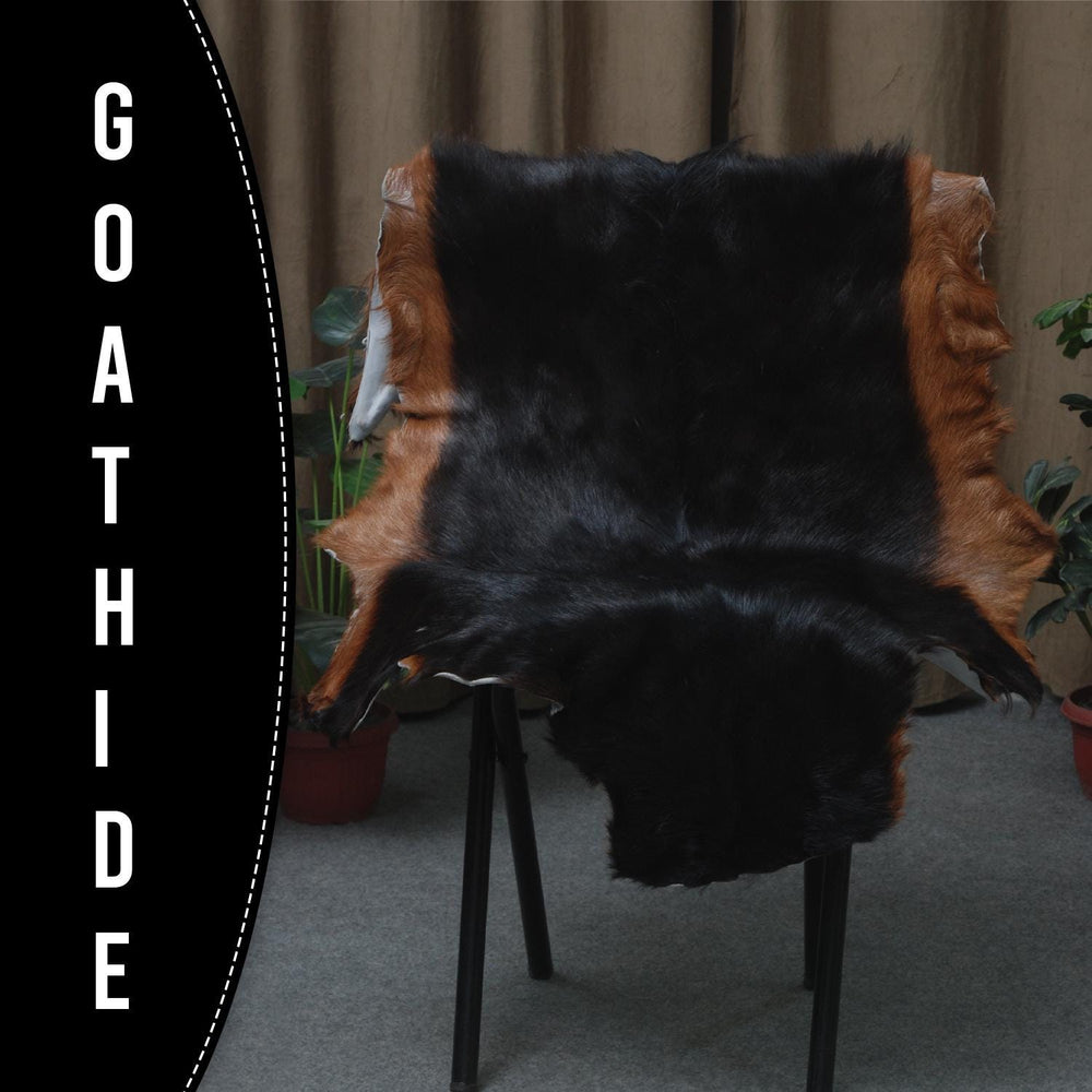 Luxurious Dark Brown and Black Goat Hide Rug - Premium Hair-On Genuine Skin - Hypoallergenic, Non-Slip Backing - Handcrafted in Asia - Celestial Leather Limited
