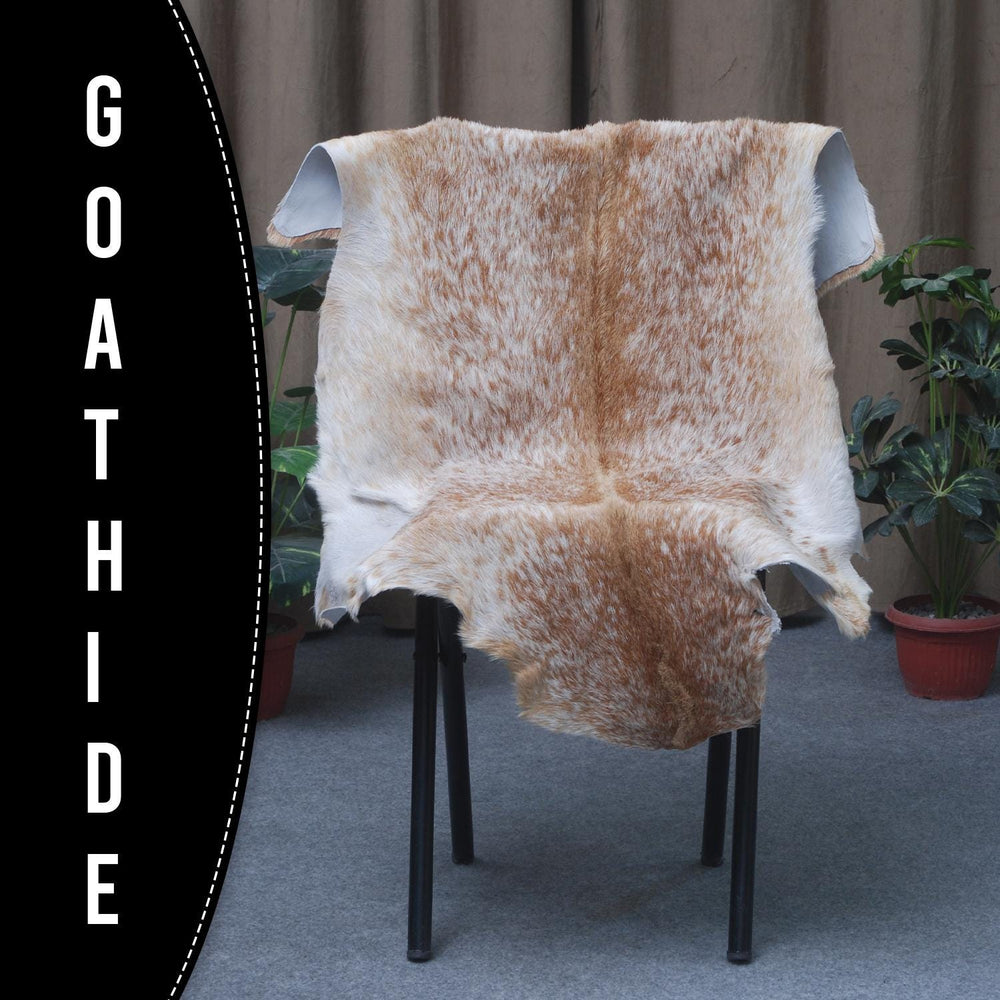 Luxurious Brown & White Goat Hide Rug - Premium Hair-On Skin, Unique Handcrafted Patterns - Hypoallergenic - Eco-Friendly - Various Sizes - Celestial Leather Limited