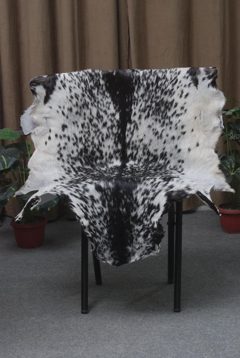 Sophisticated Black & White Goat Skin Rug - Genuine Goathide with Bold Graphic Pattern - Hypoallergenic - Non-Shedding - Eco-Friendly Floor - Celestial Leather Limited