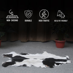 Luxurious Genuine Black & White Goat Skin Rug | Modern Home Decor | Hypoallergenic - Non-Shedding | Sustainable - Eco-Friendly