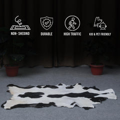 Sophisticated Black & White Goat Skin Rug - Modern Decor Accent for Home - Natural, Soft, and Unique Animal Skin Throw Rug - Celestial Leather Limited