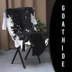 Striking Black & White Goat Skin Rug - Soft, Hypoallergenic, - Stylish Home Décor Accent - Celestial Leather Limited
