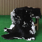 Striking Black & White Goat Skin Rug - Soft, Hypoallergenic, - Stylish Home Décor Accent - Celestial Leather Limited