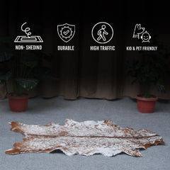 Luxurious Genuine Brown and White Goat Skin Rug | Modern Décor Floor Covering | Hypoallergenic Animal Hide Rug | Eco-Friendly Home Accent - Celestial Leather Limited