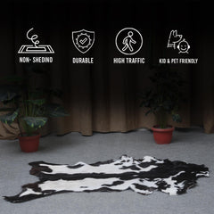 Luxury Black & White Natural Goatskin Rug - Modern Sophistication for Home Decor - Celestial Leather Limited