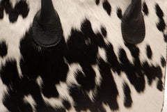 Stylish Black and White Cowhide Shoulder Bag - Handcrafted Hair-On Leather Cowskin Purse for Women - Versatile and Practical Daily Bag