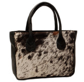 Stylish Dark Brown & White Cowhide Tote Bag w/ Handmade South Asian Craftsmanship - Unique Animal Print Variations - Perfect for Daily Wear