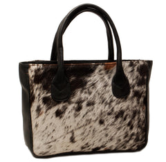 Stylish Dark Brown & White Cowhide Tote Bag w/ Handmade South Asian Craftsmanship - Unique Animal Print Variations - Perfect for Daily Wear