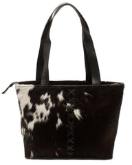 Luxurious Black And White Cowhide Shoulder Bag - Handmade Natural Hair-On Leather Purse With Ample Storage And Timeless Style