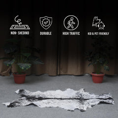 Luxury Black & White Genuine Leather Goat Skin Rug for Modern Sophistication - Style - Celestial Leather Limited