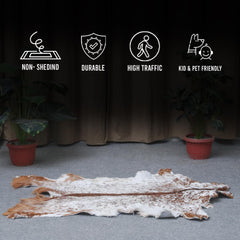 Luxury Brown and White Goat Hide Rug - Premium Handcrafted Hair-on Goatskin Rug with Non-Slip Suede Back, Sustainable and Eco-Friendly - Celestial Leather Limited