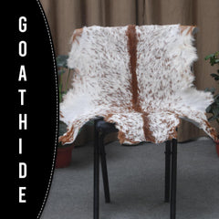 Luxury Brown and White Goat Hide Rug - Premium Handcrafted Hair-on Goatskin Rug with Non-Slip Suede Back, Sustainable and Eco-Friendly - Celestial Leather Limited