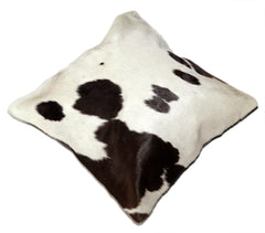 Luxurious Genuine Leather Cowhide Cushion Cover with Hair-on Detail for Stylish Home Decor - Black & White Animal Skin Design