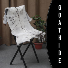 Luxury Brown & White Genuine Goat Hide Rug | Handcrafted Hair-On Goatskin | Eco-Friendly - Hypoallergenic | Premium Natural Goat Skin Rug