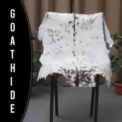 Luxury Brown & White Genuine Goat Hide Rug | Handcrafted Hair-On Goatskin | Eco-Friendly - Hypoallergenic | Premium Natural Goat Skin Rug