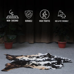 Luxurious Black White Handmade Goat Skin Rug - Unique Natural Beauty for Your Home