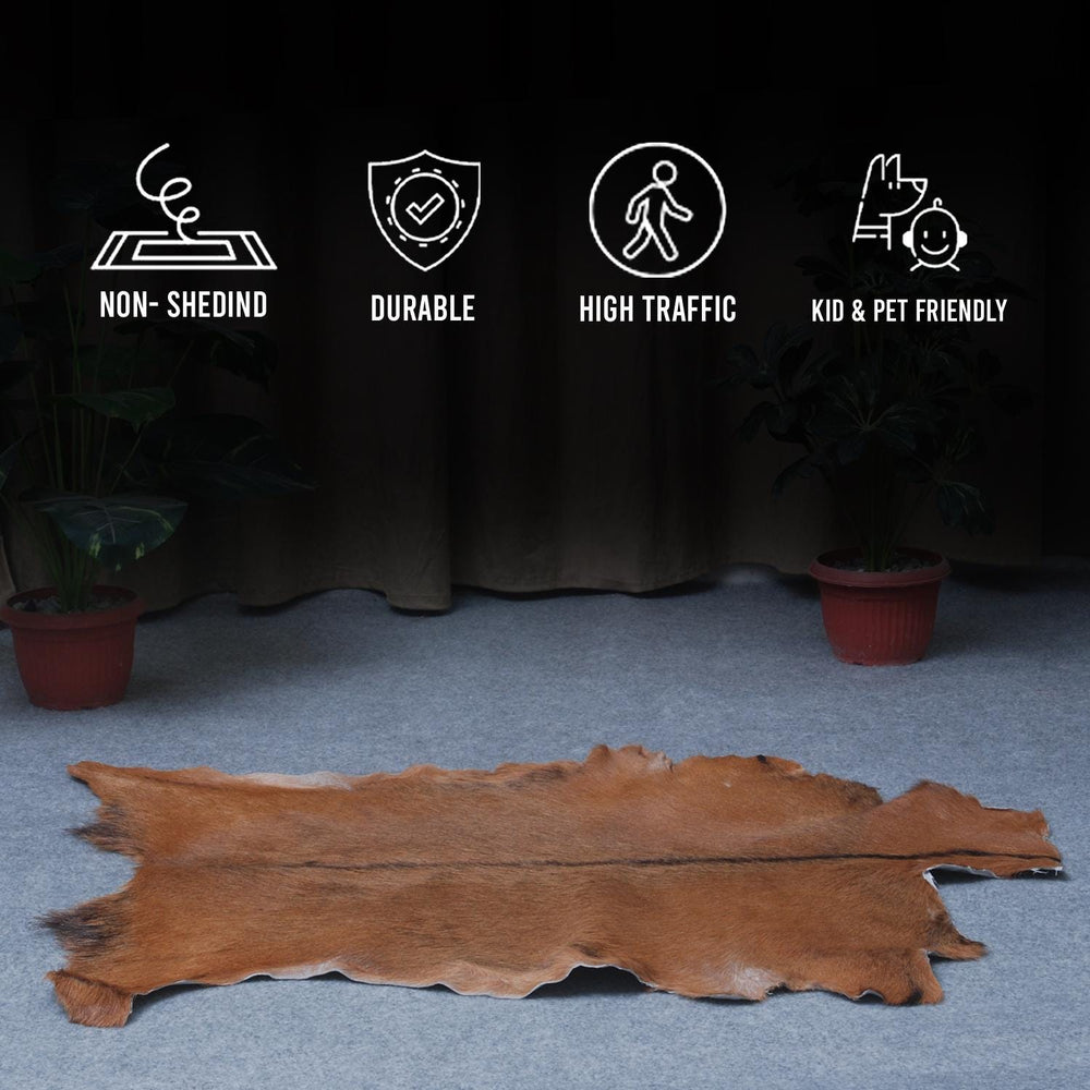 Luxurious Brown and White Goat Skin Rug - Handpicked Premium Goat Hide - Unique Patterns & Colors - Hypoallergenic - Non-Shedding - Celestial Leather Limited