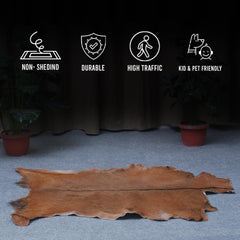 Luxurious Brown and White Goat Skin Rug - Handpicked Premium Goat Hide - Unique Patterns & Colors - Hypoallergenic - Non-Shedding - Celestial Leather Limited