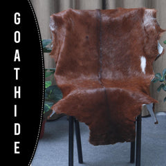 Luxurious Brown and White Goat Skin Rug - Premium Handcrafted Hair-On Goatskin Rug for Elegant Home Decor - Celestial Leather Limited