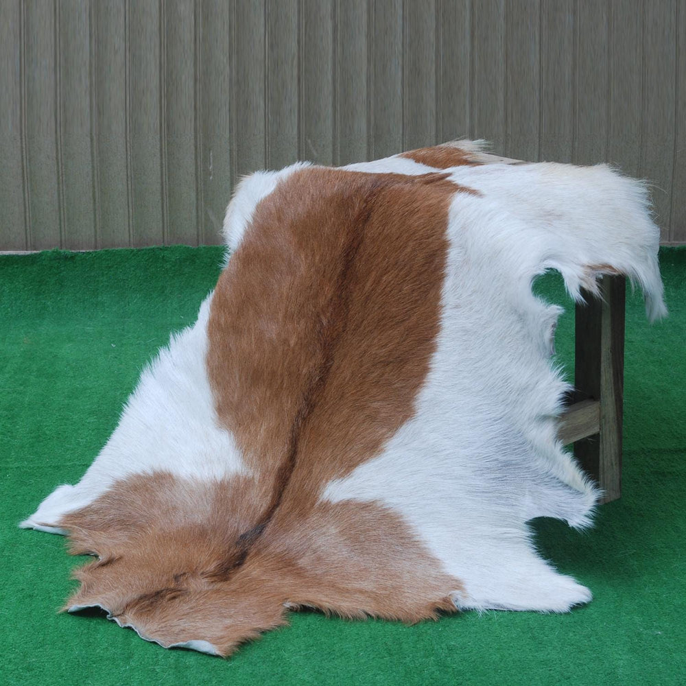 Luxury Brown & White Goat Skin Rug - Handmade 100% Pure Goat Skin - Soft, Non-Shedding, Sustainable & Unique - Eco-Friendly Floor Rug - Celestial Leather Limited