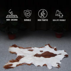 Luxury Brown & White Goat Skin Rug Handmade from Pure Goat Skin Leather - Soft, Durable, Eco-Friendly, Unique Colour Variations - Celestial Leather Limited