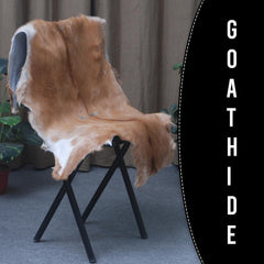 Luxurious Brown and White Goat Hide Rug - Premium Hair-On Goat Skin Rug, Sustainable Eco-Friendly Decor for Any Room