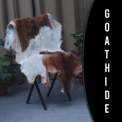 Premium Handcrafted Brown and White Goat Skin Rug - Luxury Hair-on Goatskin Rug for Elegant Spaces - Celestial Leather Limited