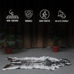 Luxury Black & White Natural Goatskin Rug | Modern Decor | Hypoallergenic - Non-shedding | Sustainable Eco-friendly Design