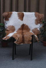 Luxurious Brown White Goat Skin Rug - Soft, Durable & Eco-Friendly - Perfect for Kids - Pets - Hypoallergenic - Non-Slip Suede Back - Celestial Leather Limited