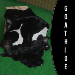 Luxury Handmade Black & White Goat Skin Rug with Unique Colour Variations - Soft, Durable, Hypoallergenic, and Eco-Friendly - Celestial Leather Limited